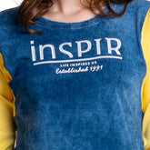 Astron – Round Neck Denim Color T-Shirt for Women